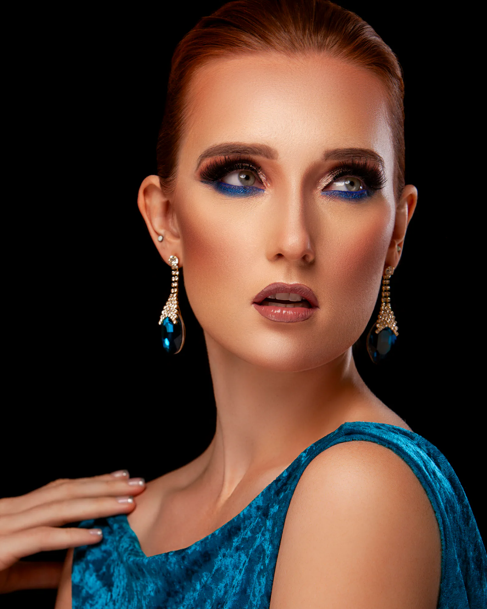 Fashion portrait after professional skin, colour and garment retouching